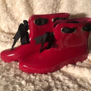 Red rain boots